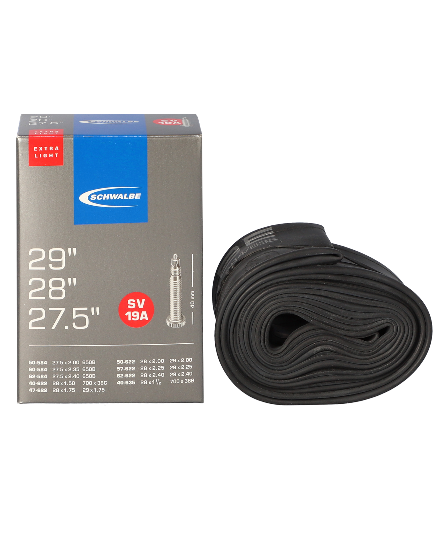 Schwalbe 27.5“/28"/29“ 40 - 60 mm Extralight Tube for MTB, Gravel & Fitness